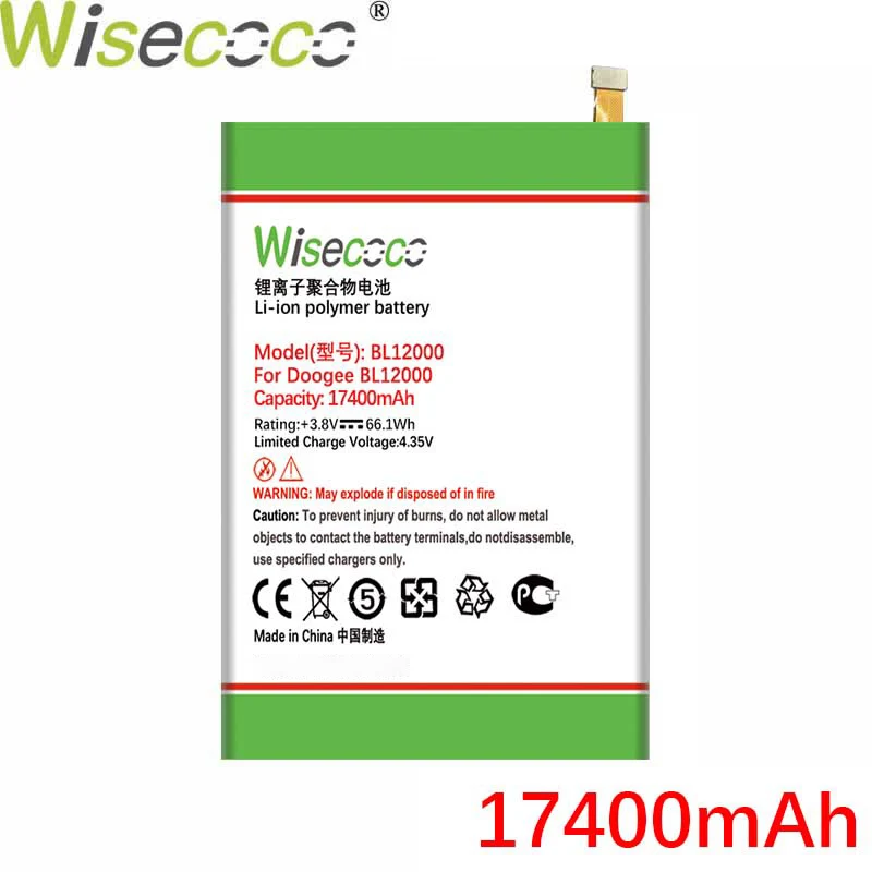 WISECOCO 17400mAh Baterija Za Doogee BL 12000 BL12000 Pro Telefona Najnovejše Proizvodnje Visoke Kakovosti Baterija+Kodo za Sledenje