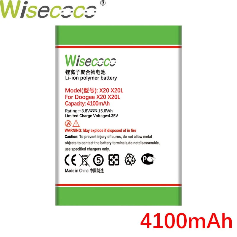 WISECOCO 4100mAh BAT17582580 Baterija Za DOOGEE X20 X20L Pametni Telefon Visoke Kakovosti Baterija+Številko za Sledenje
