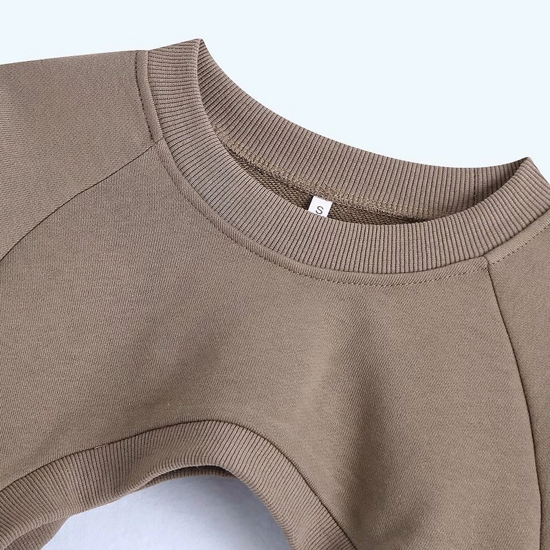 Wixra Ženska Kratka Sweatshirts Slog Oblikovanja 2021 Pomlad Poletje Podkrepljena Z Ohlapno O Vratu Vrhovi Priložnostne Puloverju