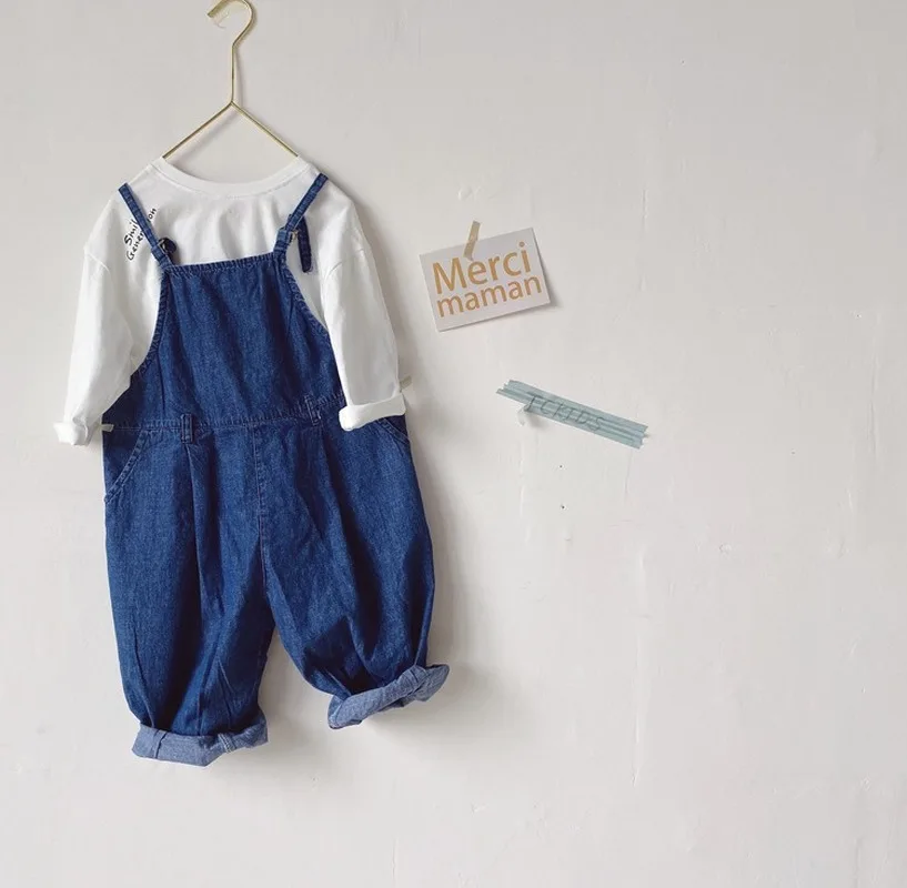 WLG Fantje Dekleta Kombinezon Otroci Oblačila Pomlad Jesen Denim Blue Svoboden Žepi na Splošno Baby Priložnostne Vse Tekme Oblačila