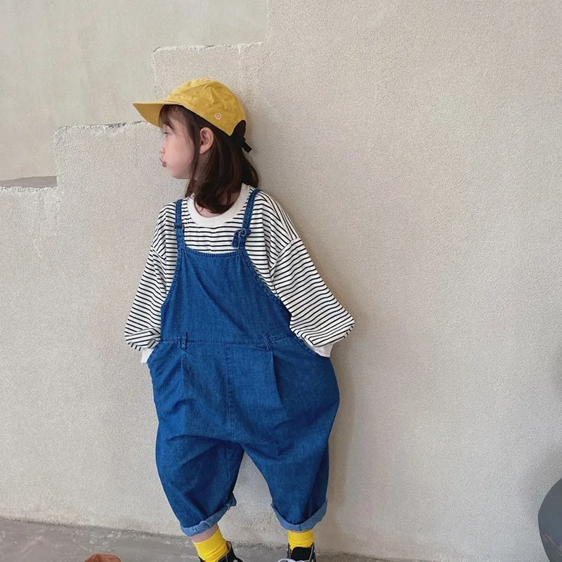 WLG Fantje Dekleta Kombinezon Otroci Oblačila Pomlad Jesen Denim Blue Svoboden Žepi na Splošno Baby Priložnostne Vse Tekme Oblačila