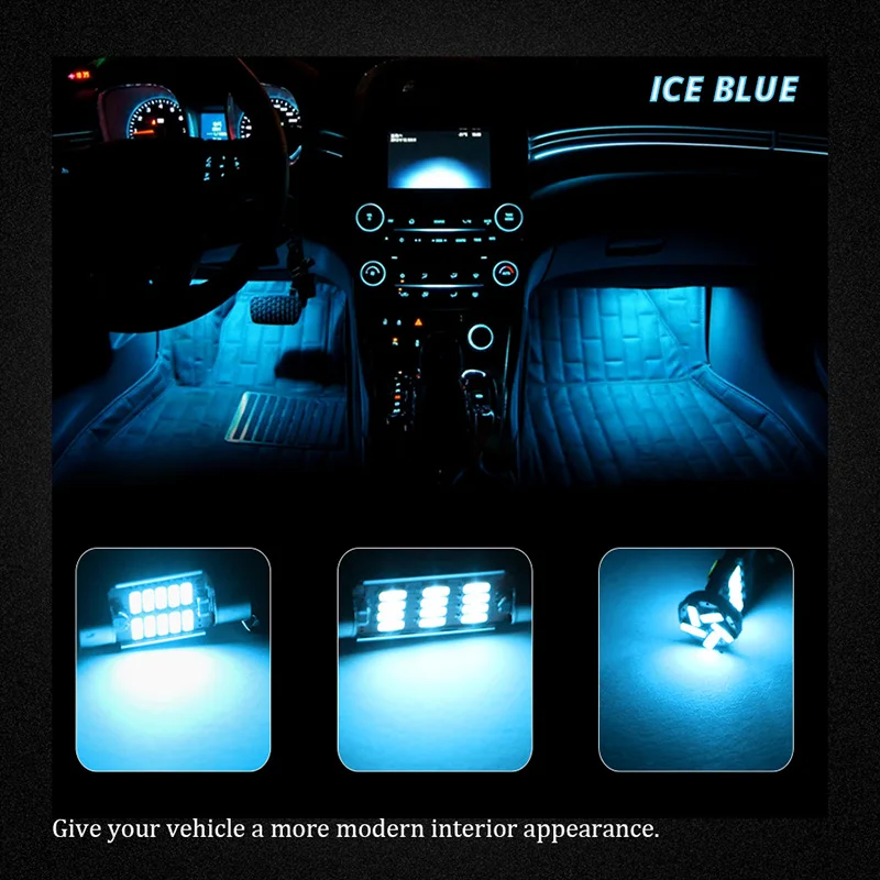 Wolflamp 10Pcs White Ice Blue Canbus LED Notranjosti Avtomobila Luči Za 2003-2012 Honda Accord Zemljevid Svetlobe Dome Žarnice Žarnica registrske Tablice