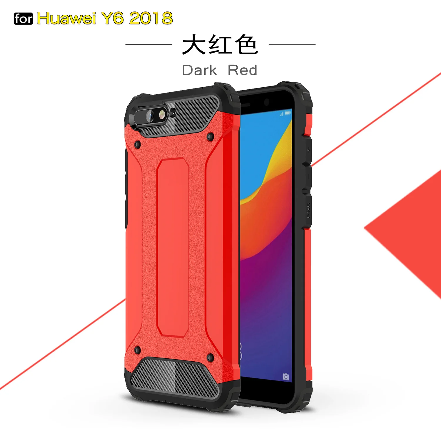 Wolfrule Za Telefon Primeru Huawei Y6 2018 Primeru Huawei Y6 2018 Polno Zavit Težka Hibrid, PC+TPU Kritje Za Huawei Y6 2018 Kritje 5.7