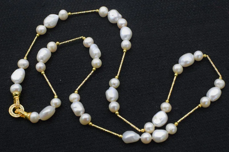 WOW! sladkovodne pearl white bližini krog baročno 8-9 mm 10-13mm ogrlica 26 palčni narave debelo FPPJ