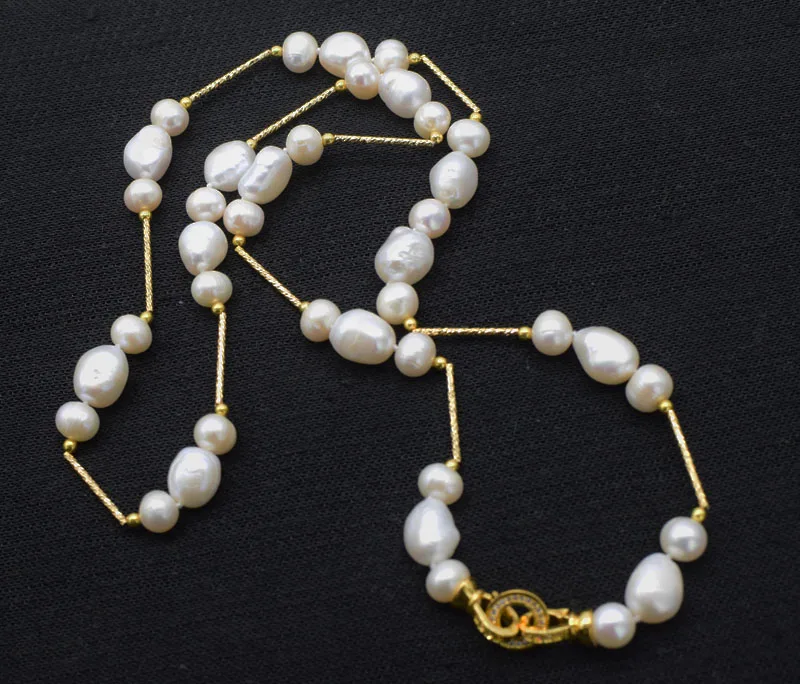 WOW! sladkovodne pearl white bližini krog baročno 8-9 mm 10-13mm ogrlica 26 palčni narave debelo FPPJ