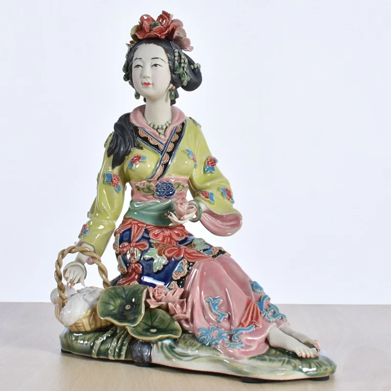WU CHEN DOLG Kitajski Lepoto Porcelana Lady Kip Zbirateljske Obrti Starinsko Imitacije Keramične Figure Figur Dekoracijo R2426