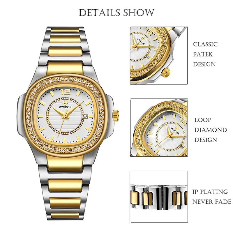 WWOOR 2020 Nove Luksuzne Zlato Kristalno Ženske Zapestnica Ure Top blagovne Znamke, Modni Diamant Quartz Zapestje Gledati Dame Watch Reloj Mujer