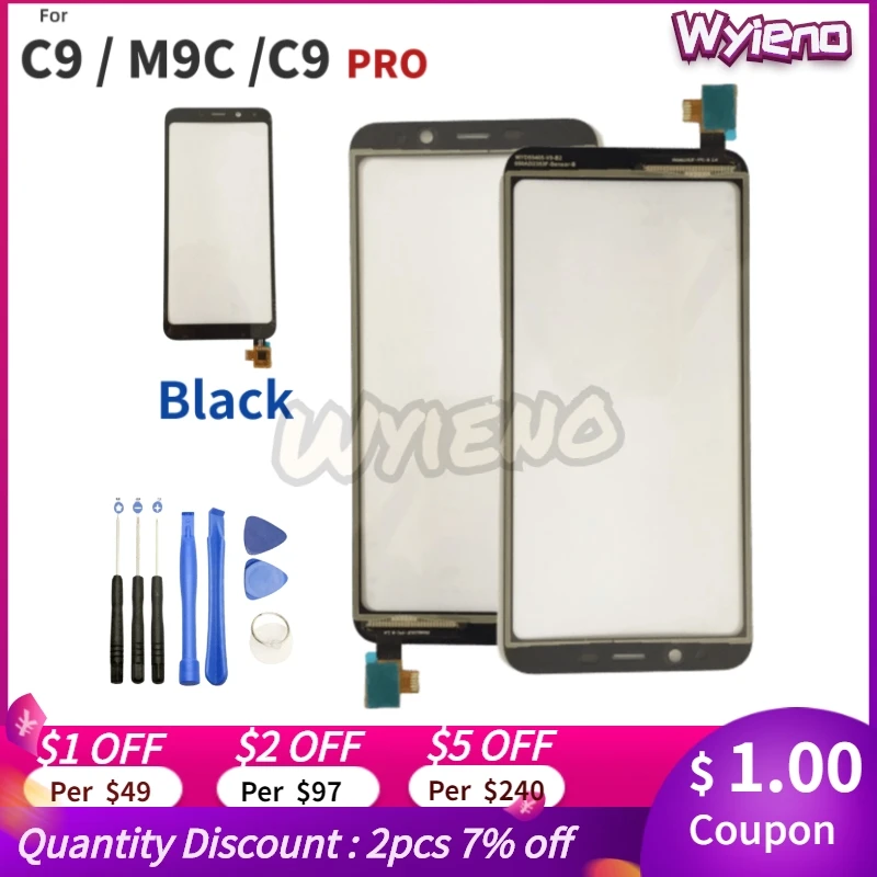 Wyieno Black Senzor Touchpad Za Meizu C9 / C9 pro / M9C, Zaslon na Dotik, Računalnike Sprednje Steklo Objektiva Plošča + Sledenje