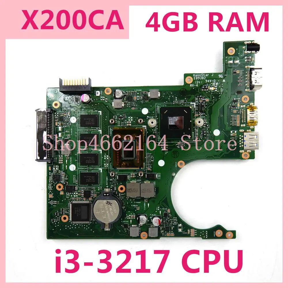 X200CA Motherboard i3-3217CPU 4GB RAM Za ASUS X200C X200CA X200CAP Prenosni računalnik z Matično ploščo X200CA Mainboard Test OK
