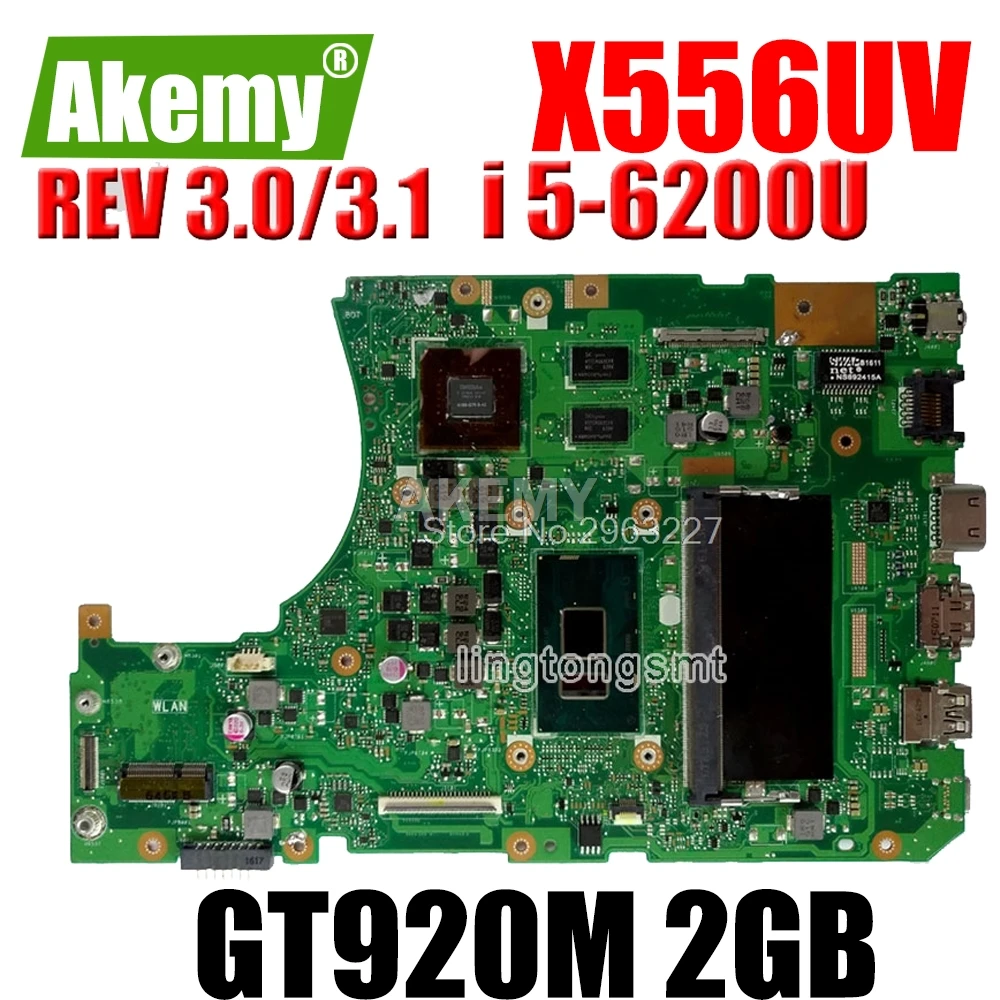 X556UV Motherboard REV:3.1/3.0 i5-6200U GT920M 2GB Za Asus X556U X556UR Prenosni računalnik z matično ploščo X556UV Mainboard X556UV motherboard