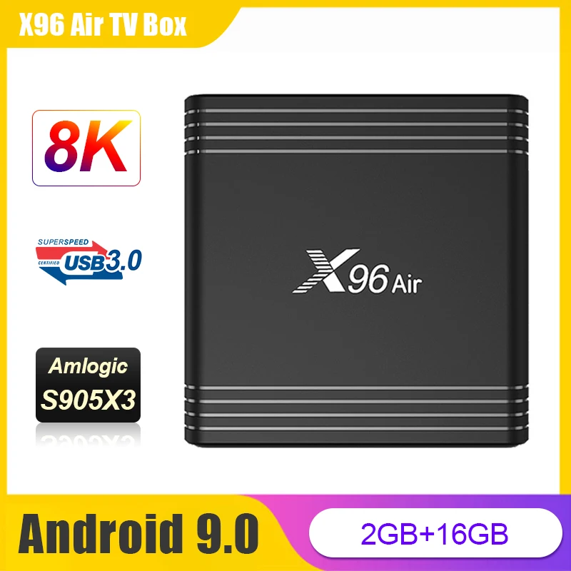 X96 Zraka TV BOX Android9.0 Amlogic S905X3 Quad Core Full HD 1080P 2.4 GWifi 2G16G X96 Zraka 8K Media Player Android TV Set-Top Box