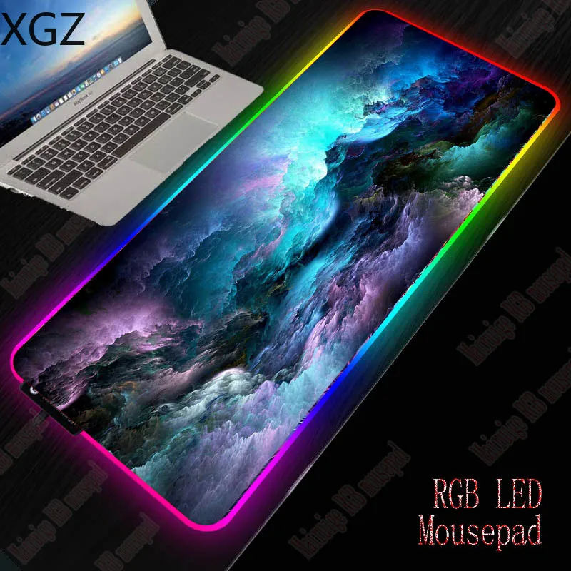 XGZ Prostor Velikih RGB Gaming Mouse Pad LED Osvetlitvijo nedrsečo Gumo Mause Tipkovnico Desk Tabela Mat
