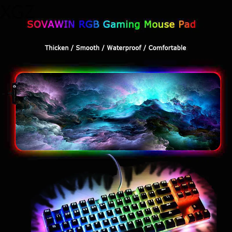XGZ Prostor Velikih RGB Gaming Mouse Pad LED Osvetlitvijo nedrsečo Gumo Mause Tipkovnico Desk Tabela Mat