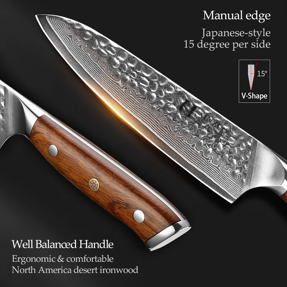 XINZUO 4PCS Kuhinjski Nož Set Damask Jekla Kuhinjski Set Nožev iz Nerjavečega Jekla Kuhar Mesa Santoku Cleaver Nož Rezilo Orodje