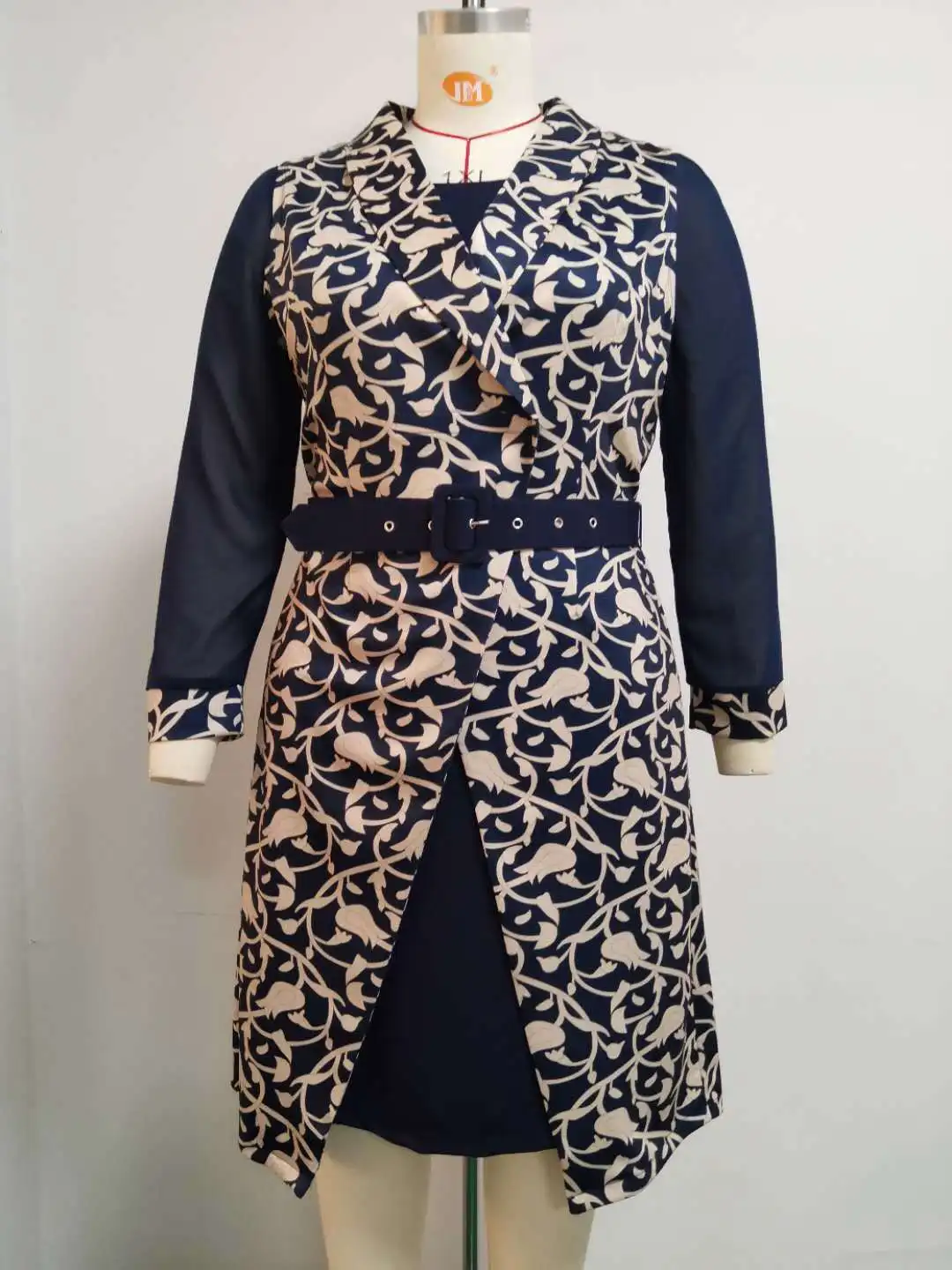XL-5XL Plus Velikost Afriške Obleke Za Ženske Pomlad Jesen Seksi Afriške Proti-vrat Tiskanja Poliester Velik obseg Kolena-dolžina Obleko Določa
