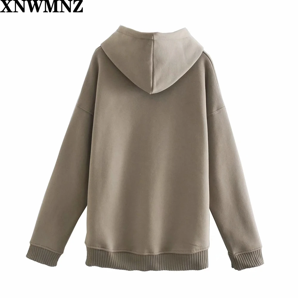 XNWMNZ Za Modni prevelik pulover s kapuco Ženske letnik dolg rokav pocket pulover s kapuco z nastavljivo vrvico kapuco elegantna gomoljna trim