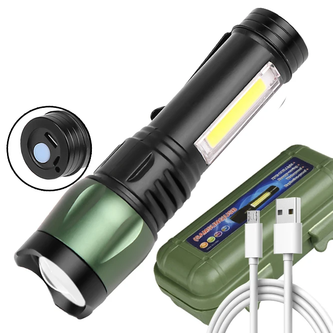 XP-G V5 USB, Baterije za Mini LED Svetilka Super Svetla 3 Načini Zgrajena v Baterije Baklo Nepremočljiva Prenosni COB Kamp Svetlobe