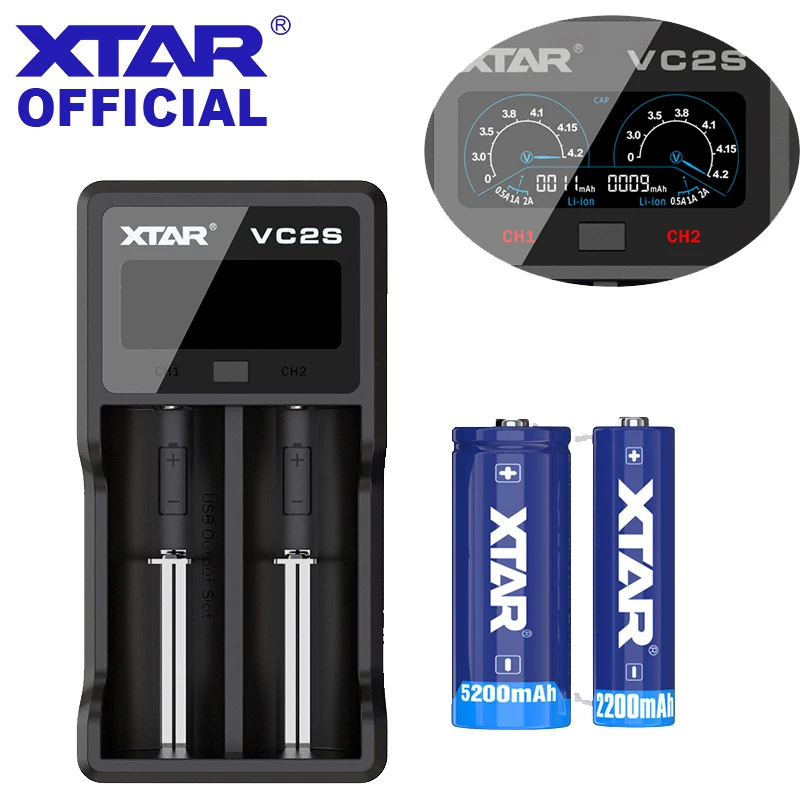 XTAR VC2S Polnilnik LCD VC2 I 18650 Baterijo, Polnilnik, USB Power Bank baterija Li-ion Baterije 20700 21700 18650 Polnilnike XTAR VC2 Polnilnik