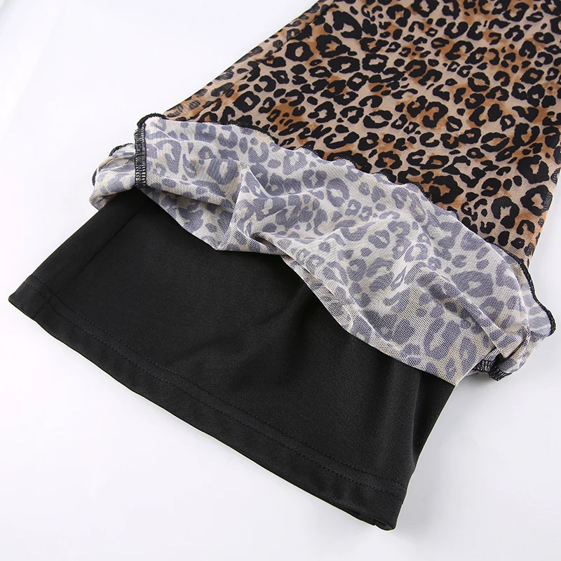 Y2K Moda Leopard Vzorec Flare Hlače E-girl Jesen Letnik Slim Živali Tiskanja Visoko Pasu Dolge Hlače Divje 90. letih Obleke