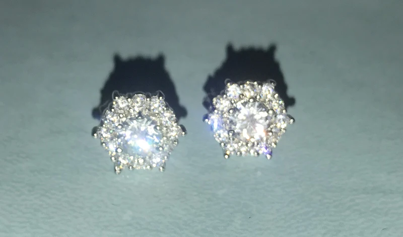 YANHUI Luksuznih Ženskih Kristali Cirkonija Stud Diamant Uhani 925 Solid Silver Parcelo, Uhani Za Ženske Letnik Dvojno Uhani