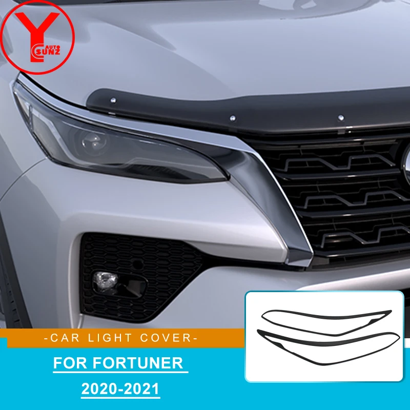 YCSUNZ Black Avtomobilski Žarometi Kritje Vodja Svetlobe Svetilke Spredaj Luč Trim Kritje Zunanjost Pribor Za Toyota Fortuner Sw4 2020 2021