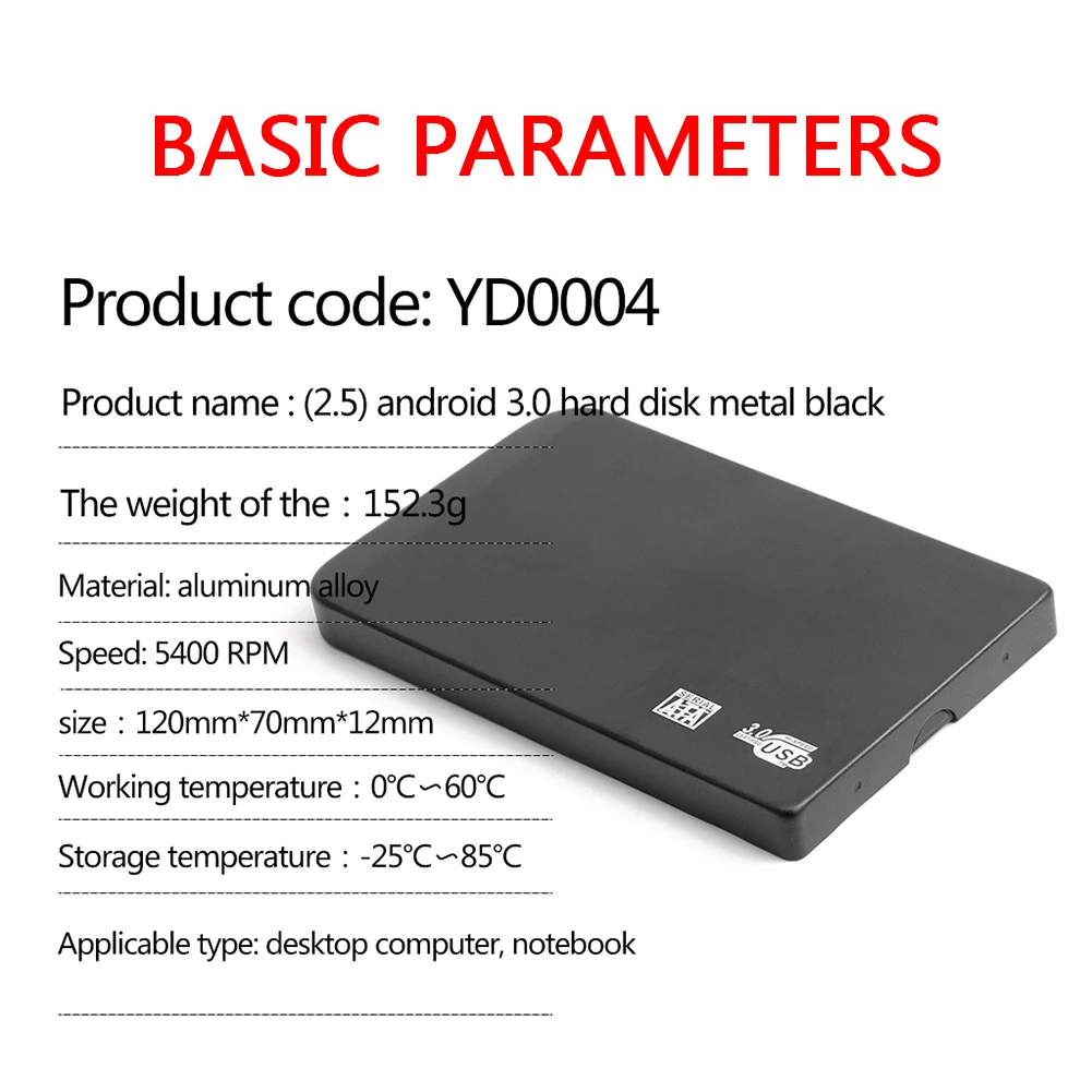 YD4 z 2,5-palčni Trdi Disk Primeru, SATA, USB 3.0 Adapter HDD SSD Ohišje Brezplačno Orodje za Gospodinjstvo Računalniški Dodatki