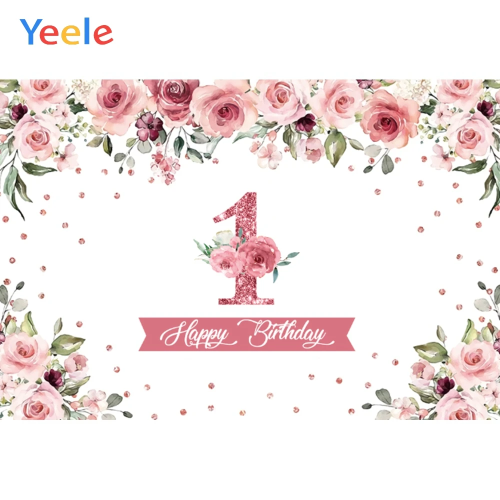 Yeele Happy Birthday Ozadje Baby One Cvet Spot Vinil Ozadju Photocall Fotografije Za Fotografijo Ustrelil Dekor Rešitve Po Meri