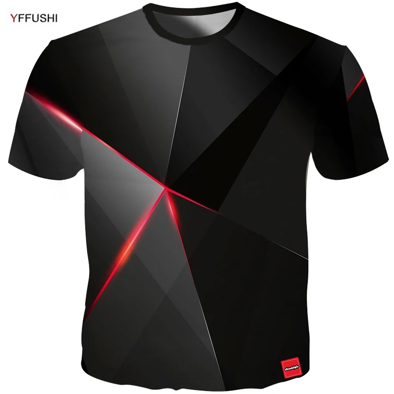 YFFUSHI Moški 3d majica Fashion Poletje majica s kratkimi rokavi Top Streatwear Moških Kul geometrijo Piramida 3d Moških Hip Hop Tees Plus Velikost 5XL