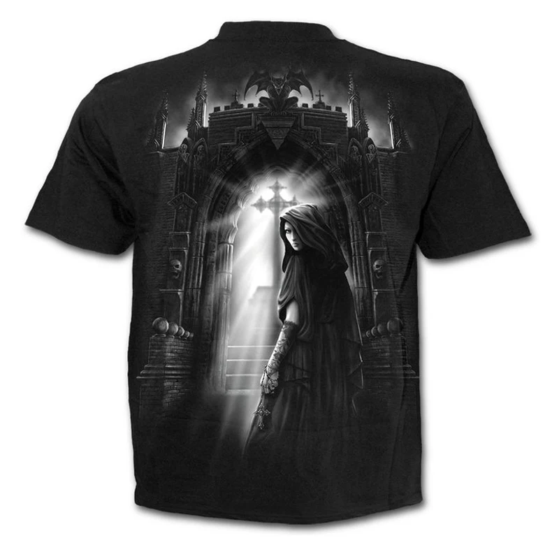 YFFUSHI Moški/Ženski 3d majica Lepo Dekle Molitev V Cerkvi Tiskanja Hip Hop Tees Moda Black T shirt Plus Velikost S-5XL