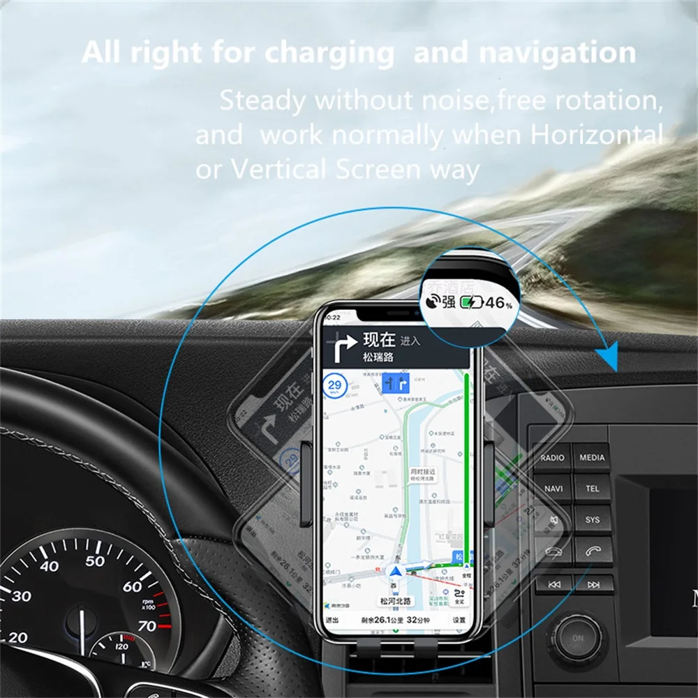 YHONH Brezžični Avto Polnilnik za Huawei P30 Pro Samsung S10 Plus, iPhone X Xs Max Auto Vpenjanje Qi Hitro Polnjenje Zraka Vent Imetnika