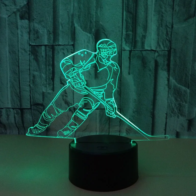 YIMIA Hokej na Ledu Igralca Model 3D Noč Svetlobe USB Novost Darila 7 Spreminjanje Barv LED Desk Tabela Dotik Znanja Lučka Otroci Darilo