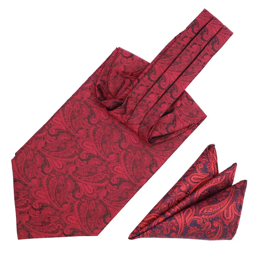YISHLINE Moških Luksuzni Svile Ascot Kravato niz Človek Cravat Tie & Handkerchief Nastavite Cvetlični Paisley Pik Pocket Kvadratnih Nabor Za svate