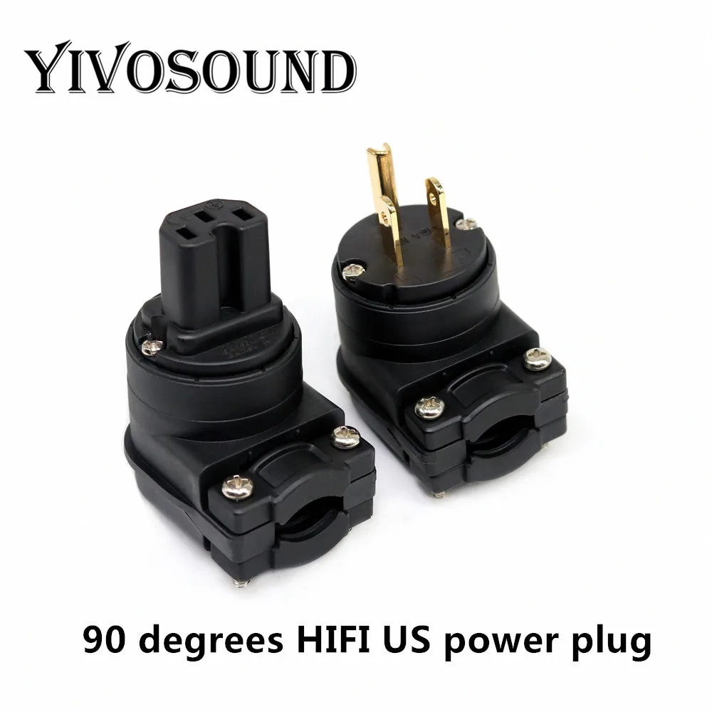 Yivosound Avdio Hi-end Hi-fi čisto pozlačeni 90 stopinj nas+IEC vtičnice priključek za napajanje