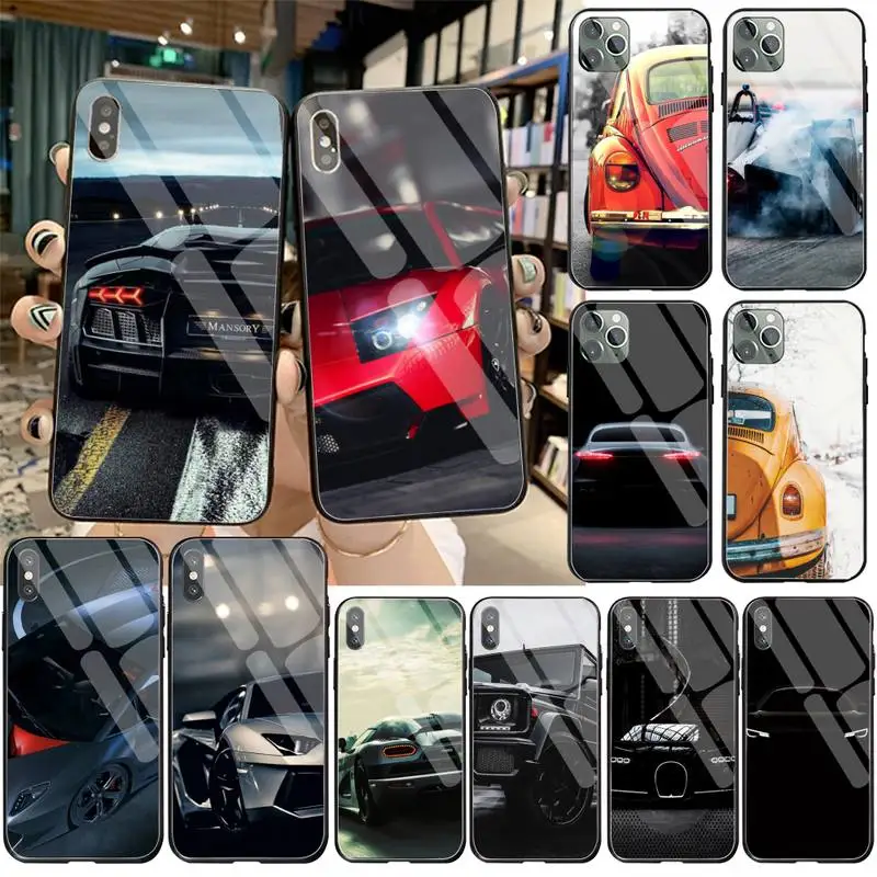 YJZFDYRM Avtomobilov Moški Moški Mehki Silikonski Črn Telefon Primeru Kaljeno Steklo Za iPhone 11 XR Pro XS MAX 8 X 7 6S 6 Plus SE 2020 primeru