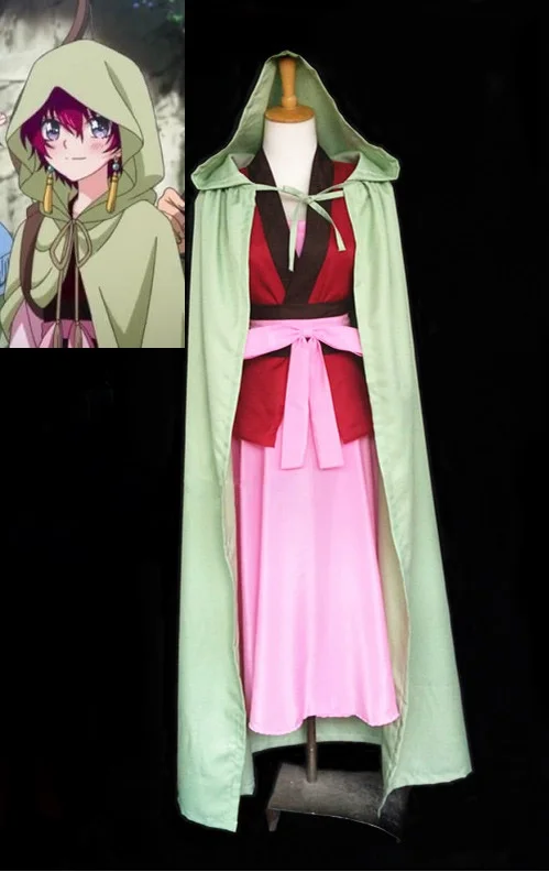 Yona Dawn Cosplay Anime Akatsuki no Yona Cosplay Kostum Yona Obleko, Plašč, Obleko Enotno Cape z Uhani
