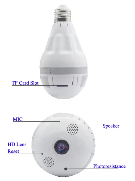 Yoosee App Žarnica Svetlobo IP Kamero 360-Stopinjski Video Nadzor CCTV Kamere Brezžično Wi-Fi Fisheye Panoramski P2P Home Security