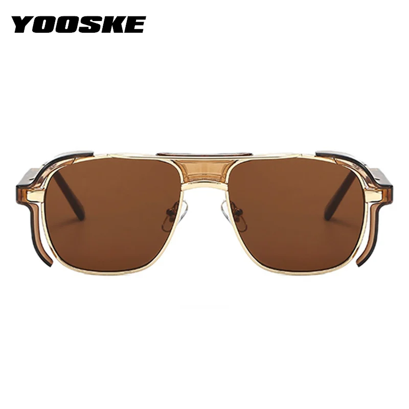 YOOSKE Letnik Luksuzni Steampunk sončna Očala Moških Kakovosti s Stranskimi Ščitniki Retro sončna Očala blagovne Znamke Design Punk Očala UV400