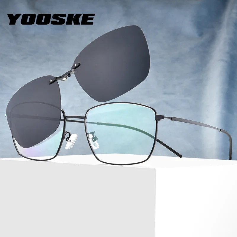 YOOSKE Magnetni sončna Očala Moških Polarizirana Posnetek Na Sunglass Ženske Vožnje Sonce Glases Ultra-lahke Zlitine Optična Očala