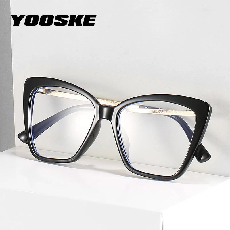 YOOSKE Pregledna Prevelik Očala Okvirji za Ženske Letnik Cat Eye Glasses Okvir Anti Modra Svetloba Eyeglass Računalnik Objektiv
