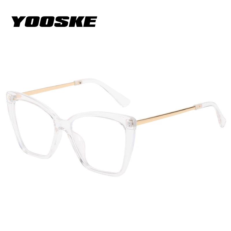 YOOSKE Pregledna Prevelik Očala Okvirji za Ženske Letnik Cat Eye Glasses Okvir Anti Modra Svetloba Eyeglass Računalnik Objektiv