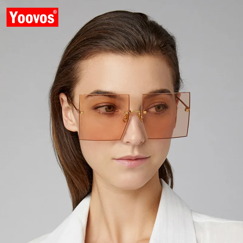 Yoovos Prevelik Ženske Sončna Očala Kvadratnih Sončna Očala Za Ženske Ocean Objektiv Ženske Retro Sončna Očala Rimless Gafas De Sol De Mujer