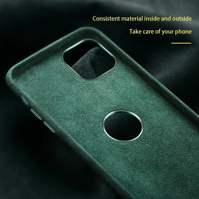 YTF-ogljika Alcantara Primeru za iPhone 11 Pro Max Luksuzni Umetnega Usnja Telefon Primerih za iPhone 11Suede Tkanine Puhasta Usnje