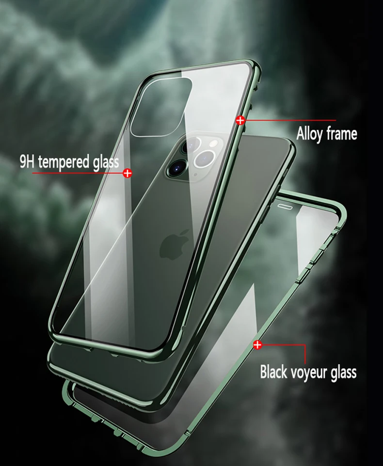 YUYUYUYA Zasebnosti Magnetno Ohišje Za Iphone XR X XS MAX 6s 6 7 8 Plus SE2020 11 Pro MAX Magnet, Kovine, Kaljenega Stekla, Pokrov 360 Primeru