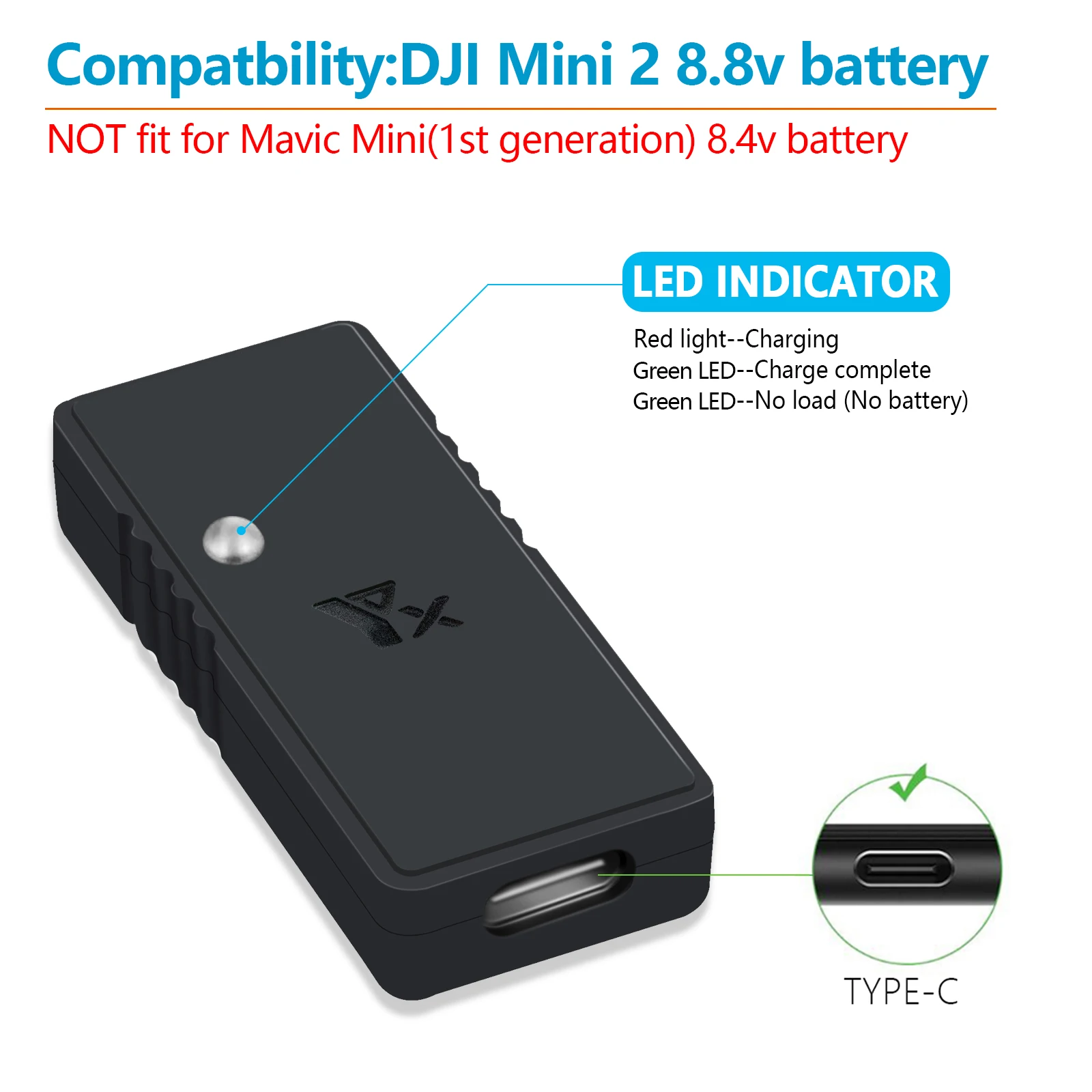 YX za DJI Mavic Mini 2 QC3.0 Hitro Polnilnik Baterij Polnjenje prek kabla USB Z ukazom C-Kabel Polnilnika Za Mavic Mini 2 Brnenje Dodatki
