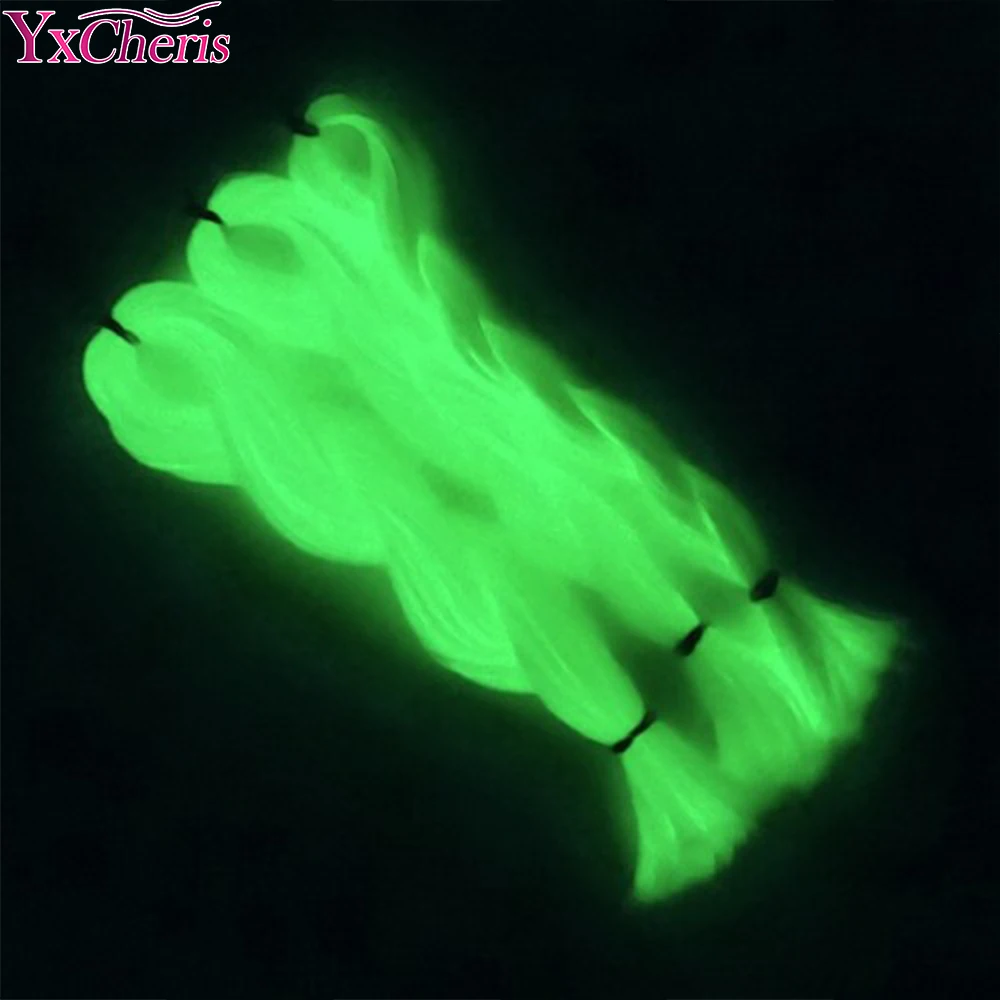YxCheris Sintetičnih Vpletanje 24 palca 100 g Svetlobna Jumbo Pletenice Sijoče lase V Temi Žareče Vpletanje Las