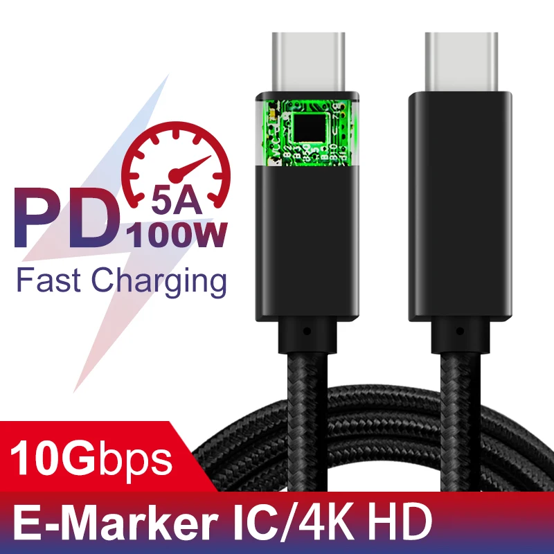 Za 6,6 ft USB 3.1 Tip C 2m USBC Kabel USB 3.1 Gen2 Kabel 10Gb 100W5A USB-ČE so certificirani za Macbook P20 S10 združljiv Thunderbolt3