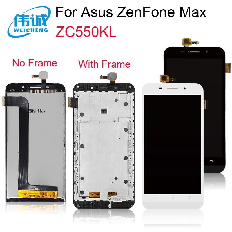 Za ASUS Zenfone MAX ZC550KL Z010D Z010DA LCD-Zaslon, Zaslon na Dotik, Računalnike Plošča Senzorja Modul Stekla, Senzor LCD Okvir Skupščine