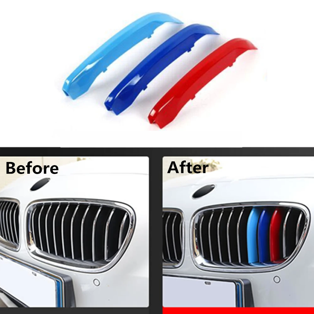 Za BMW Serije 5 GT 5GT F07 528i 535i 550i 2009 do 2016 3D color M Styling Sprednja Maska Trim Trakovi Žar Kritje Nalepke