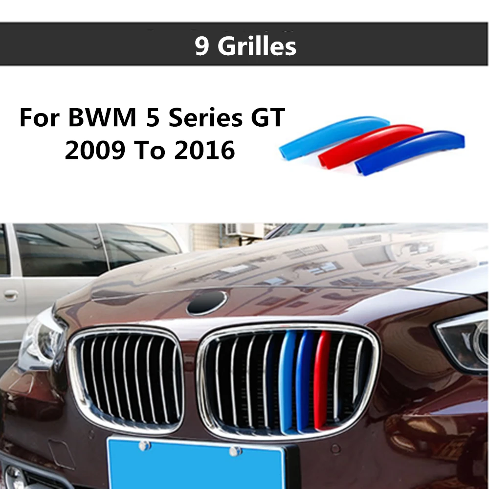 Za BMW Serije 5 GT 5GT F07 528i 535i 550i 2009 do 2016 3D color M Styling Sprednja Maska Trim Trakovi Žar Kritje Nalepke