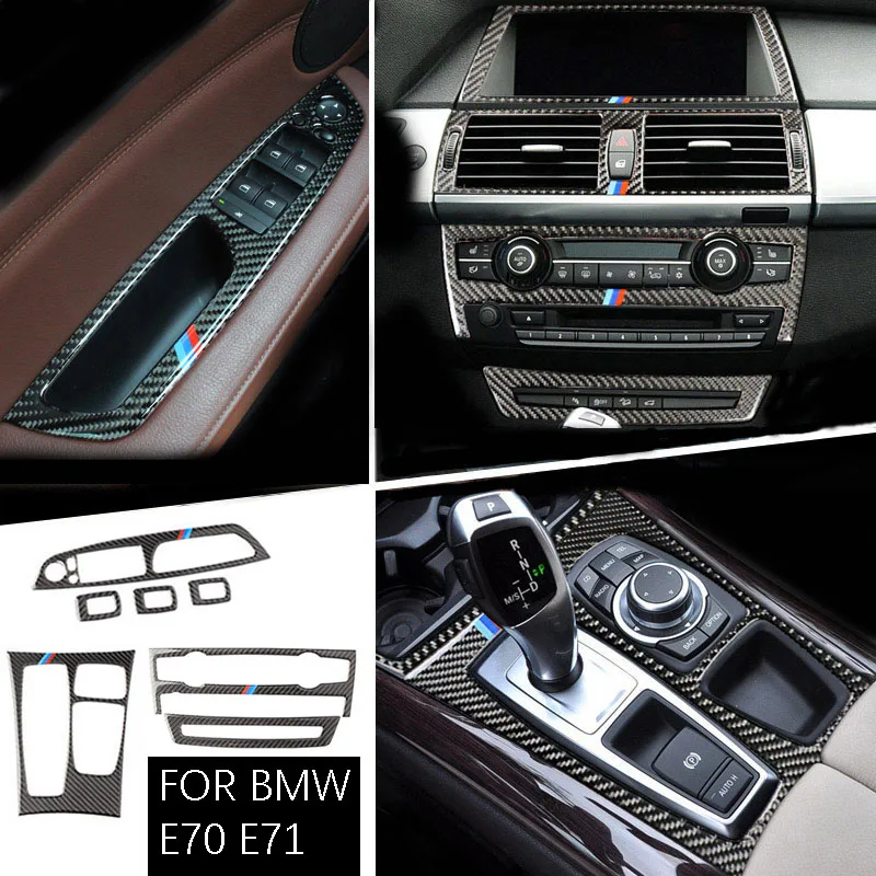 Za BMW X5 X6 E70 E71 Ogljikovih Vlaken Avto Notranjosti sredinski Konzoli, CD OGLAS izstopu Zraka Dekorativni Okvir Pokrova Trim Avto Styling 08-13